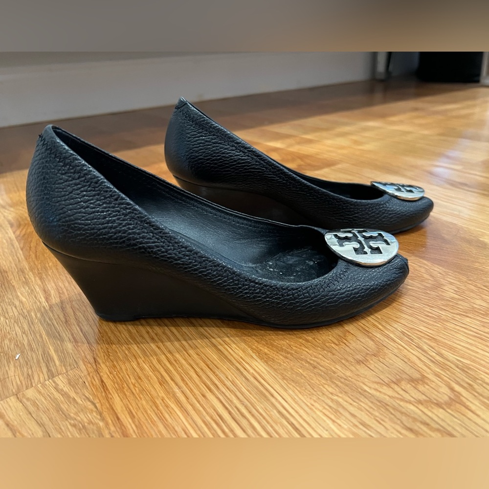 TORY BURCH Peep Toe Pump Sally 2 Leather Wedge - Picture 5 of 15